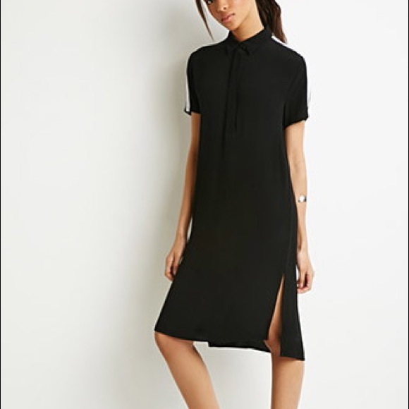 Black Collared Button Up Dress