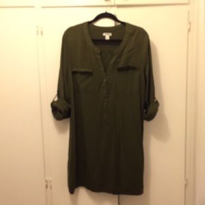 Hunter green shirt dress