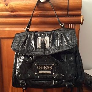 Guess - Glossy Black Medium Size Purse