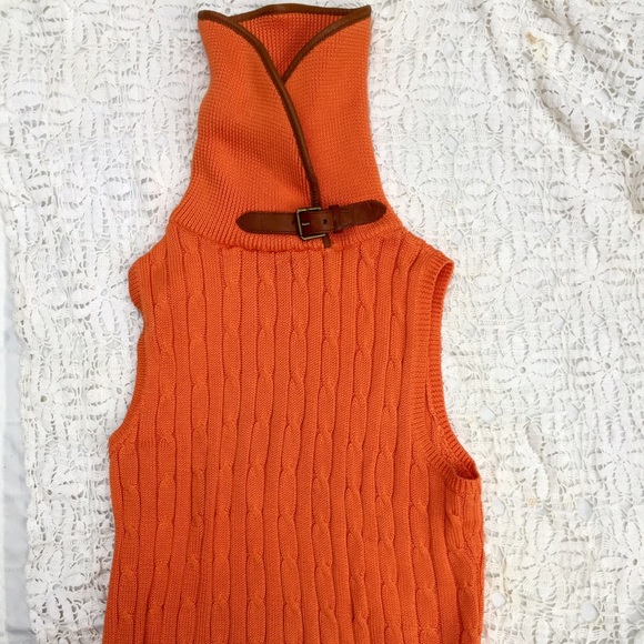 Ralph Lauren cable knit with leather buckle collar