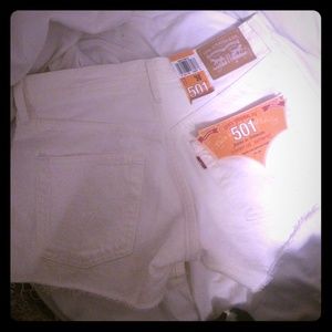 Levi brand high-waisted white shorts
