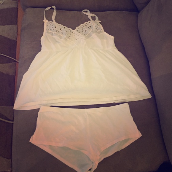 White Victoria's Secret Pajama Set M