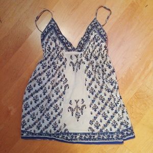 French Print Babydoll Top