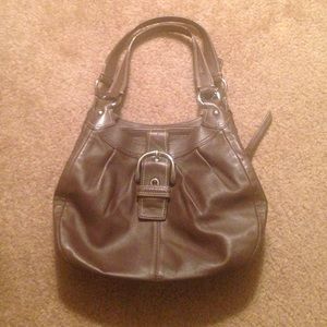Brown leather Coach shoulder bag with double strap