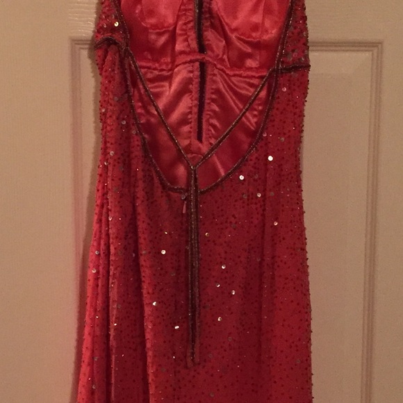 Salmon color sequin pageant prom dress - Picture 4 of 4