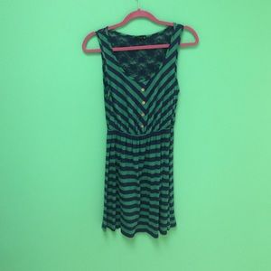 Navy blue and light green striped dress