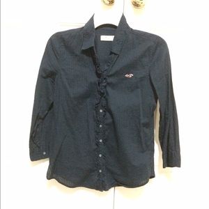 Navy Blue Hollister Button Up