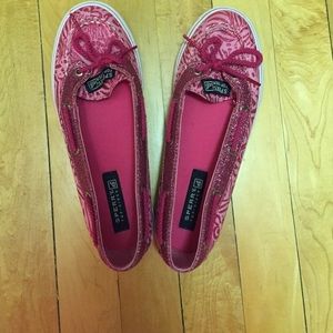 pink sparkly Sperrys