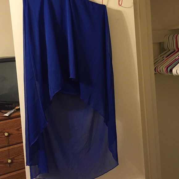Blue high low skirt