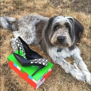 Charles David Black and white leather stilettos