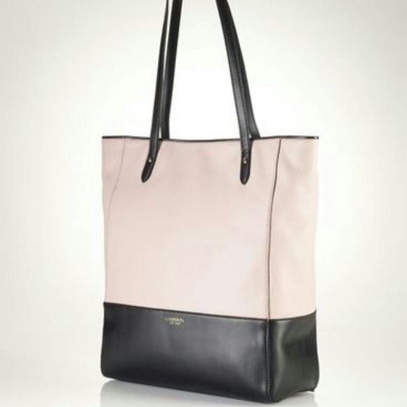 LAUREN RL Harrow Colorblocked Tote (Petal/black)