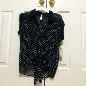 Sheer Polka Dot Button Up