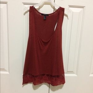 Reddish Orange Tank with Laced Bottom