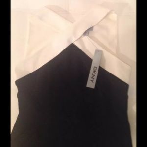 DKNY Knee Length Black Dress Black/white Size 4