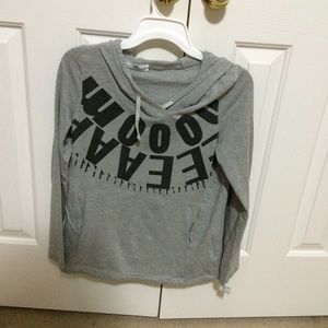 Grey Korean Branded Hooded Long Sleeve Shirt