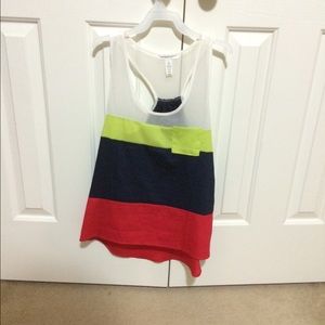Sheer Yellow, Blue, and Red Tank
