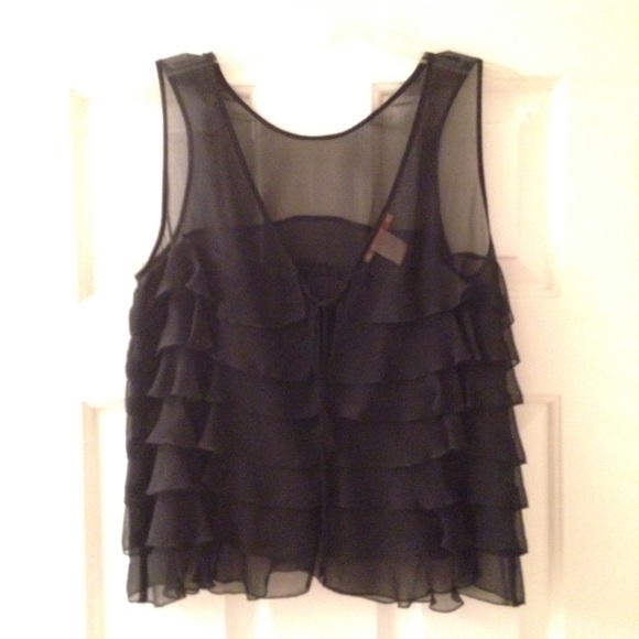 NWOT Forever 21 Sheer Ruffle Top - Picture 2 of 2