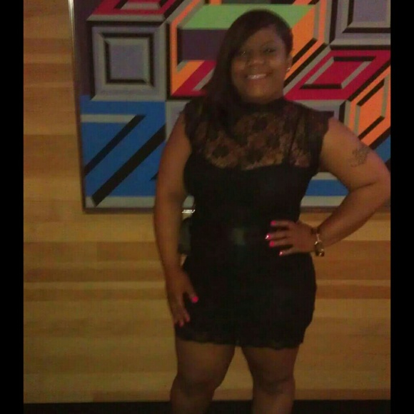 Black lace see through dress