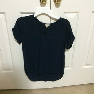 Navy Blue Chiffon V-Neck
