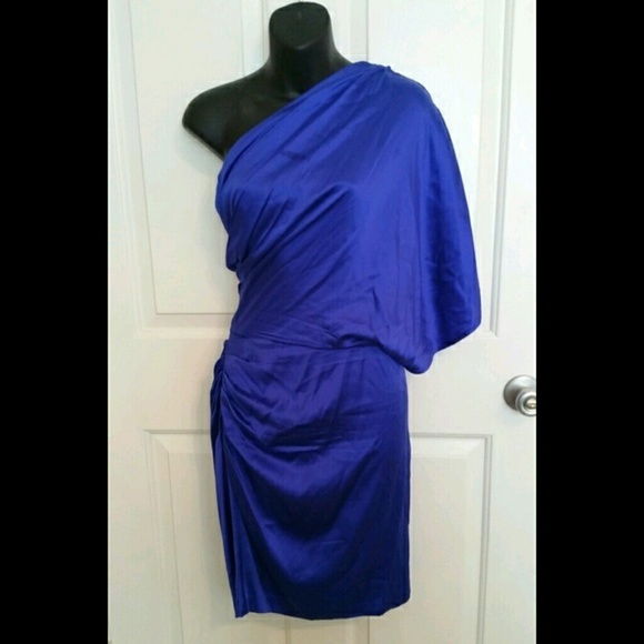 Silk royal blue one shoulder aidan Mattox dress