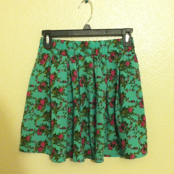 Mint Green Floral Skirt