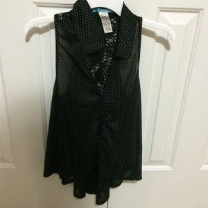 Black Tank with Polka Dots and Laced Back