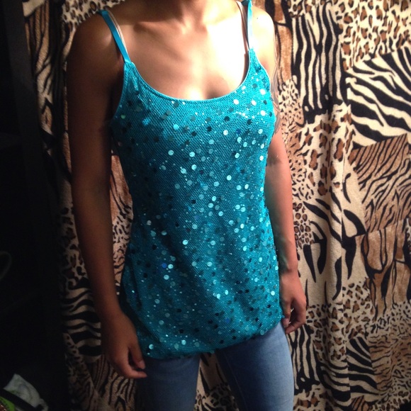 Turquoise sequin top