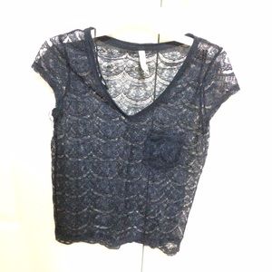 Laced Navy Blue Top