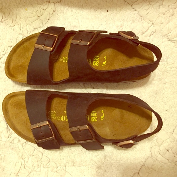 Leather Birkenstocks brown size 39