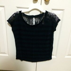 Stripped Navy Blue Top with Laced Back