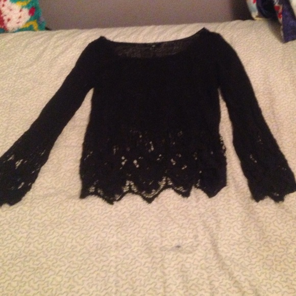 ANGL black crotchet long sleeve