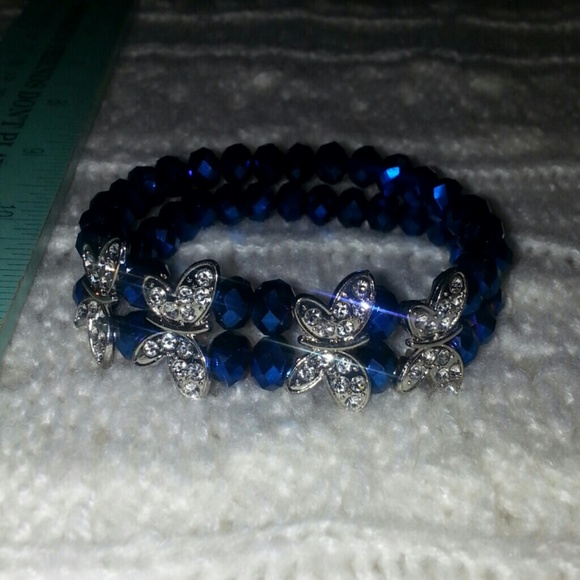 Blue bracelet with butterflies