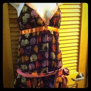 Miss Sixty Multi Colored Fruit Print Ruffle Dress