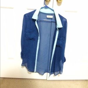 Sheer Blue Button Up