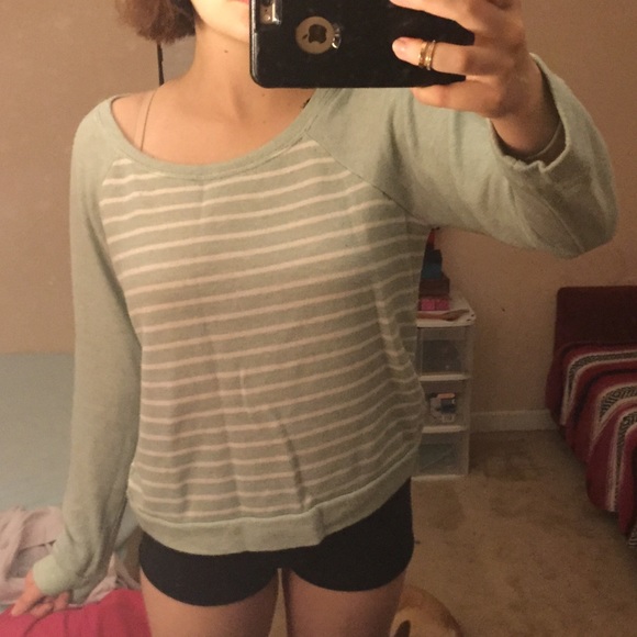 Mint green and white sweater