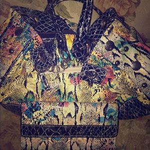 Multi-Colored Snakeskin Purse & Wallet Set