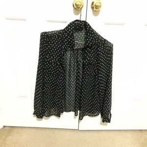 Black Sheer Button Up with White Specks