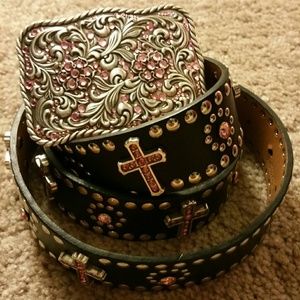 Nocona Pink Cross Belt