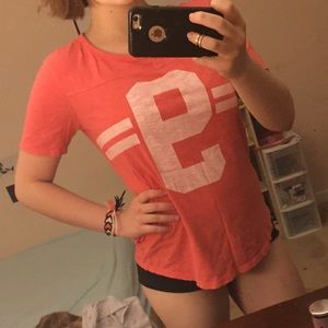 Number nine pink and white tee