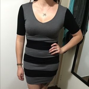 Grey and black fitted dress