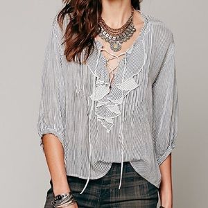 FP One Ruffle Me Up Striped Blouse