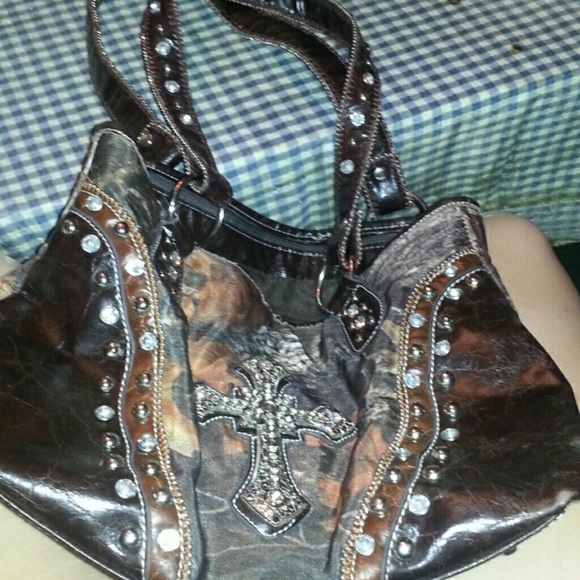 Camo rhinestone purse
