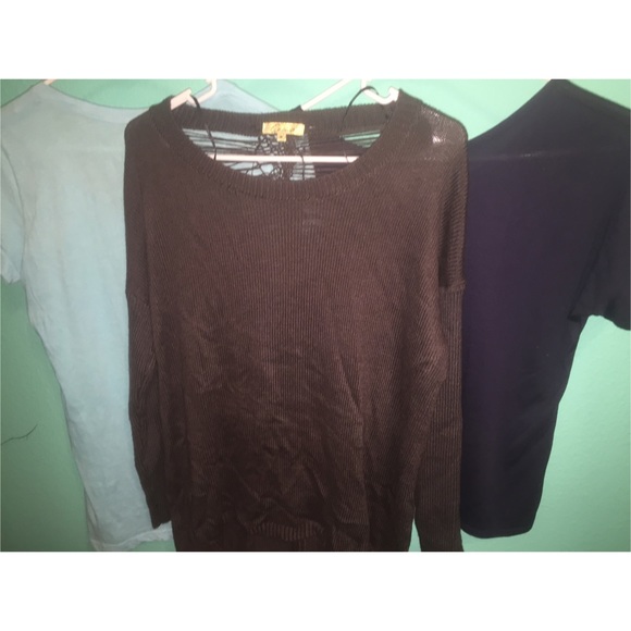 Charcoal Gray Sweater - Ripped detailed Back - M