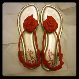 Hot red rose sandals