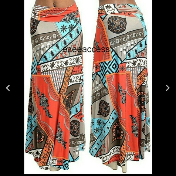 Skirt maxi long high waist foldover boho chic new - Picture 4 of 4