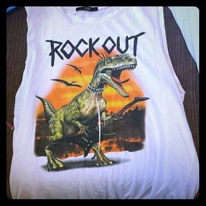 Sleeveless dino rock out top