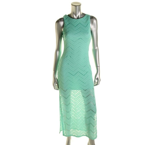 EMERALD SUNDAE Green Open Stitch Sleeveless Maxi - Picture 1 of 4