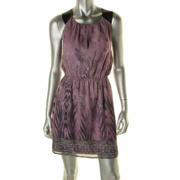CYNTHIA VINCENT Purple Silk Cut-out Halter Casual - Picture 1 of 4