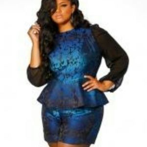 Monif C. 'Maria' Chiffon sleeve peplum romper