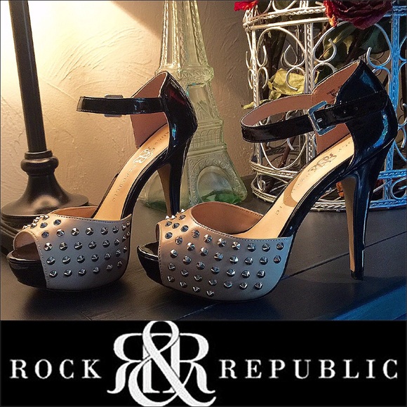 Nude & Black Studded Heels